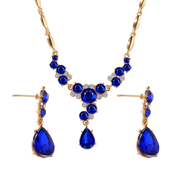 **ELIANA* 3-Pc Blue x Gold Fashion Jewelry Set - Picture 1 of 4